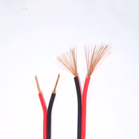 Cable de altavoz de audio plano de alta calidad de 2 núcleos para cable paralelo negro rojo transparente de vídeo